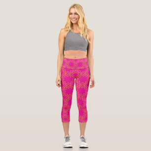 Islamic arab pattern bright pink capri leggings