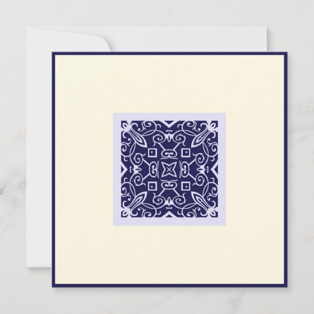 Islamic Arabic blue ornament engagement wedding Ka Invitation (Front)