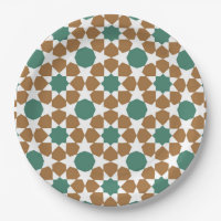 Islamic Arabic Geometric Blue Brown Motif Pattern
