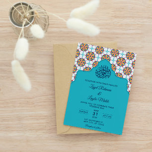 Islamic Arabic Tile Wedding Invitation