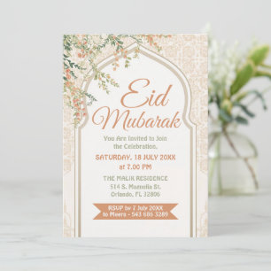 Islamic Arch Floral Eid Mubarak Invitation