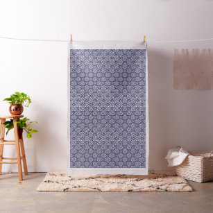 Islamic Blue White Moroccan Geometric Pattern Fabric