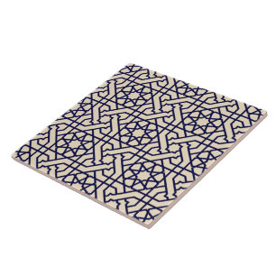 Islamic Blue White Moroccan Geometric Pattern Tile