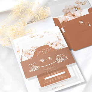 Islamic Boho Ornate Terracotta Initials Nikah Invitation Belly Band