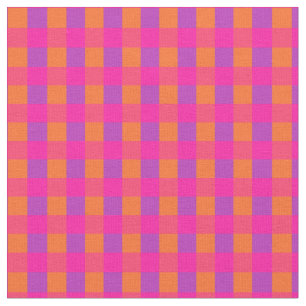 Islamic Bright Pink Orange Check Pattern Fabric
