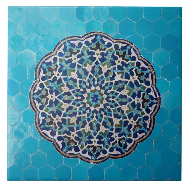 Islamic circle mosaic Ceramic Photo Tile (Front)
