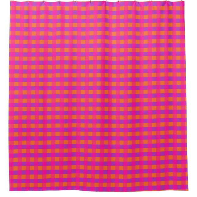 Islamic Collection, Pink Orange Purple Check Shower Curtain (Front)