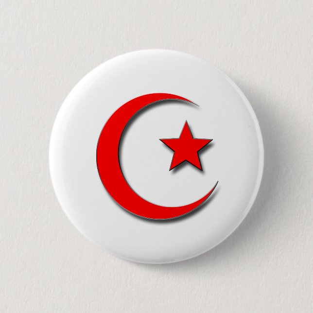 Islamic Crescent 6 Cm Round Badge (Front)