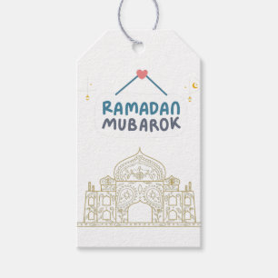 Islamic Crescent Ramadan Kareem Typographic Art Gift Tags