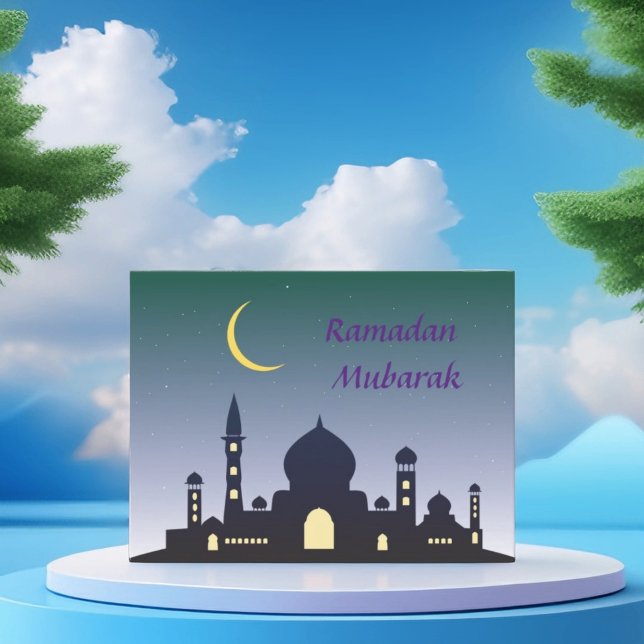 Islamic Crescent Ramadan Kareem Typographic Art Holiday Postcard (Creator Uploaded)
