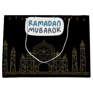 Islamic Crescent Ramadan Kareem Typographic Art Large Gift Bag