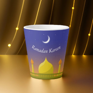Islamic Crescent Ramadan Kareem Typographic Art Latte Mug