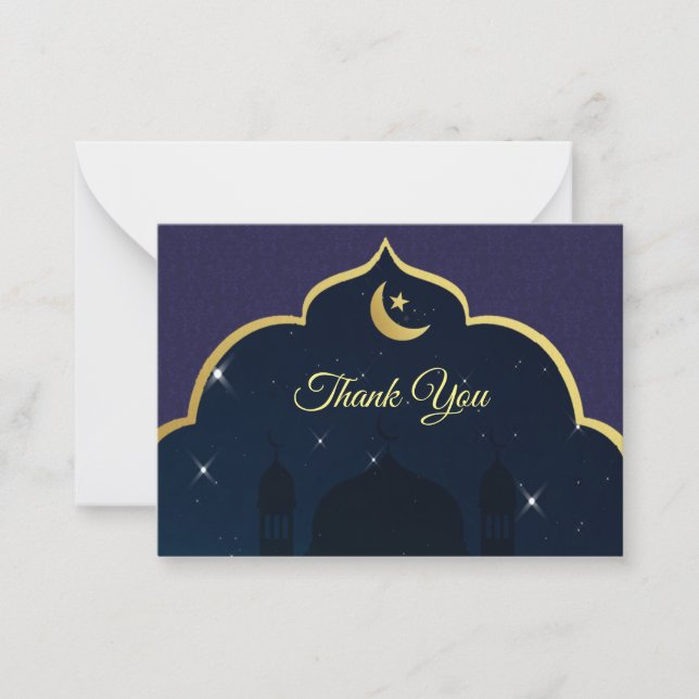 Islamic Damask Pattern Thank You Card (Front)