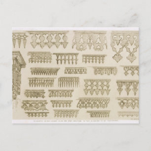 Islamic designs for cornice, balcony and mashrabiy postcard