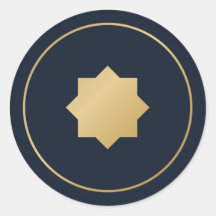 Islamic Eight Point Star Navy Gold Sticker