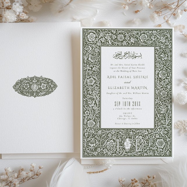 Islamic Elegance William Morris Inspired Wedding Invitation (Creator Uploaded)