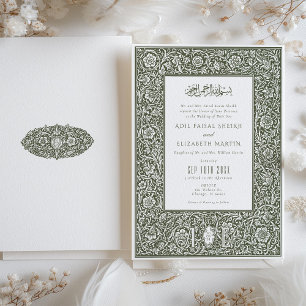 Islamic Elegance William Morris Inspired Wedding Invitation