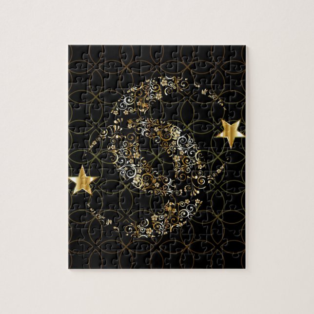 Islamic Floral Moon and Star Jigsaw Puzzle (Vertical)