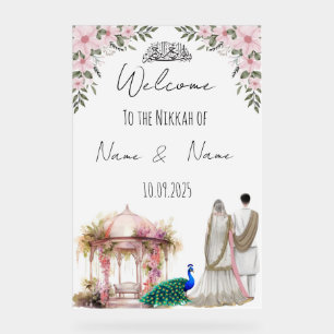Islamic floral pink Nikkah sign.  Acrylic Sign