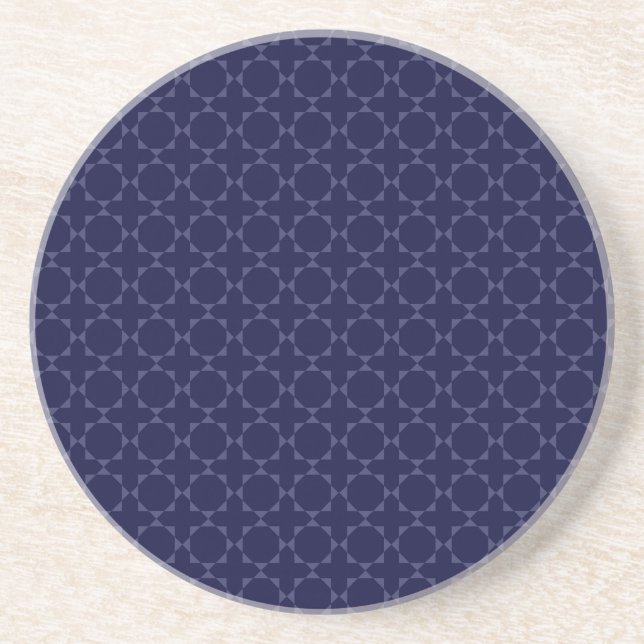 Islamic Geometric Pattern in Blue and Gold Coaster (Front)