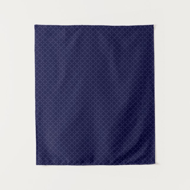 Islamic Geometric Pattern in Blue and Gold Tapestry (Front)