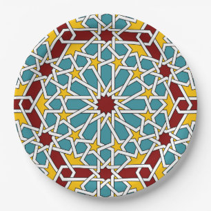 Islamic geometric pattern paper plate