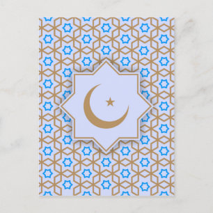 islamic geometric pattern postcard
