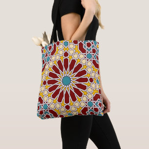 Islamic geometric pattern tote bag