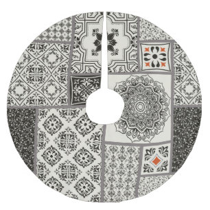 Islamic Majolica Pottery Tile Pattern Brushed Polyester Tree Skirt