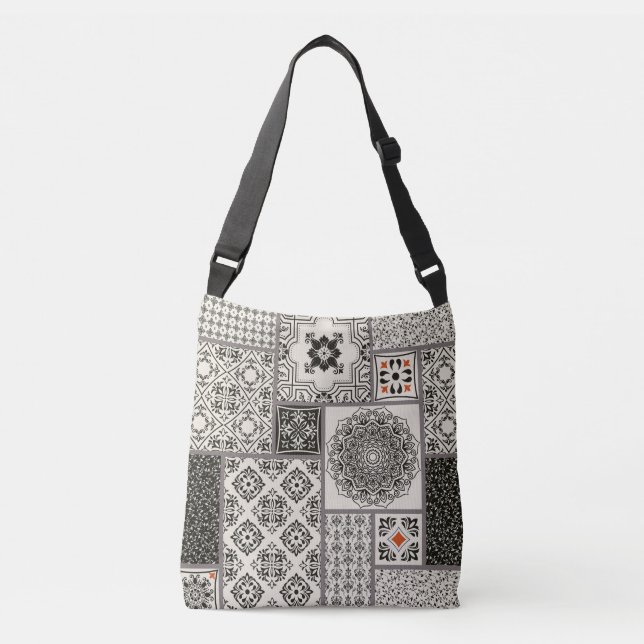 Islamic Majolica Pottery Tile Pattern Crossbody Bag (Front)