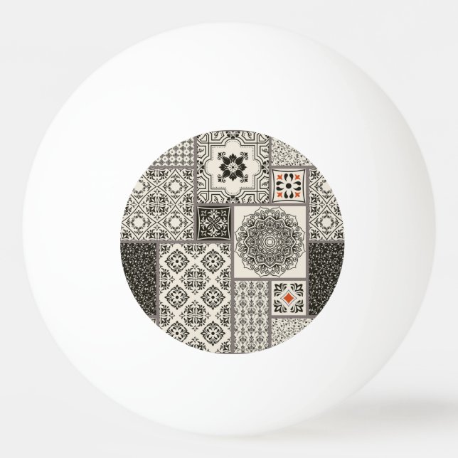 Islamic Majolica Pottery Tile Pattern Ping Pong Ball (Front)