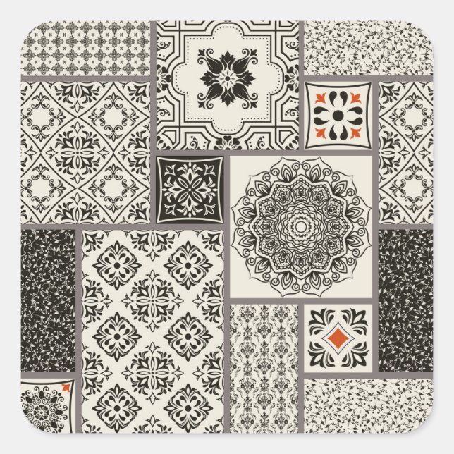Islamic Majolica Pottery Tile Pattern Square Sticker (Front)