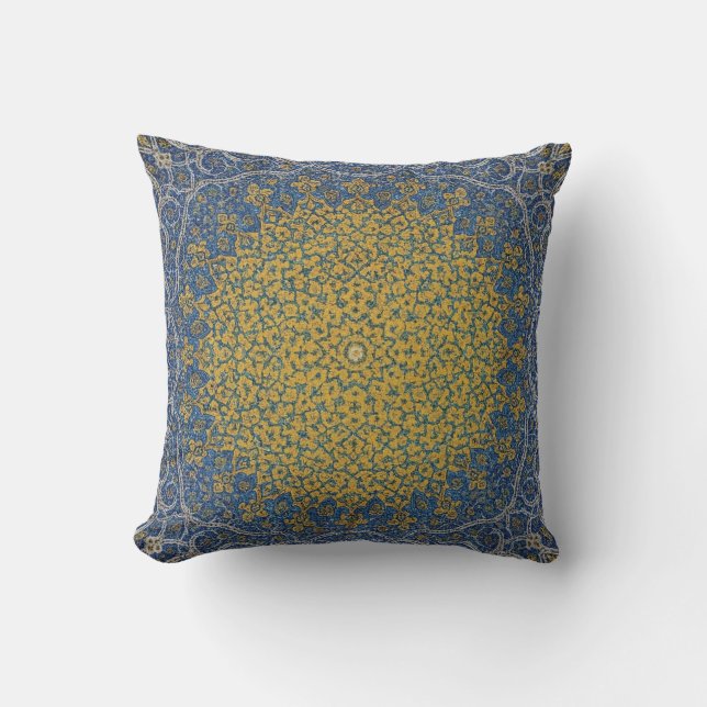 Islamic Mandala Throw Pillow – Golden Persian Patt (Front)