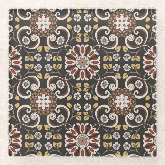 Islamic Medallion: Beautiful Textile Pattern. Glass Coaster (Front)