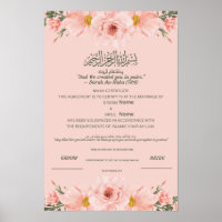 Islamic Nikah Certificate Blush Pink Watercolor