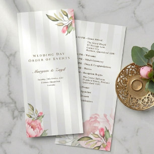 Islamic Nikah Program Grey Stripe Peony Floral Programme