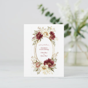 Islamic Nikah Save The Date Postcard - Maroon Flor