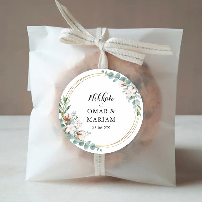Islamic Nikkah Wedding Favour Classic Round Sticker (Creator Uploaded)