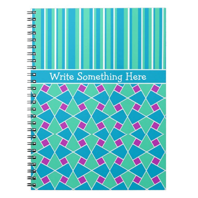 Islamic Pattern and Stripes Spiral Notebook (Front)