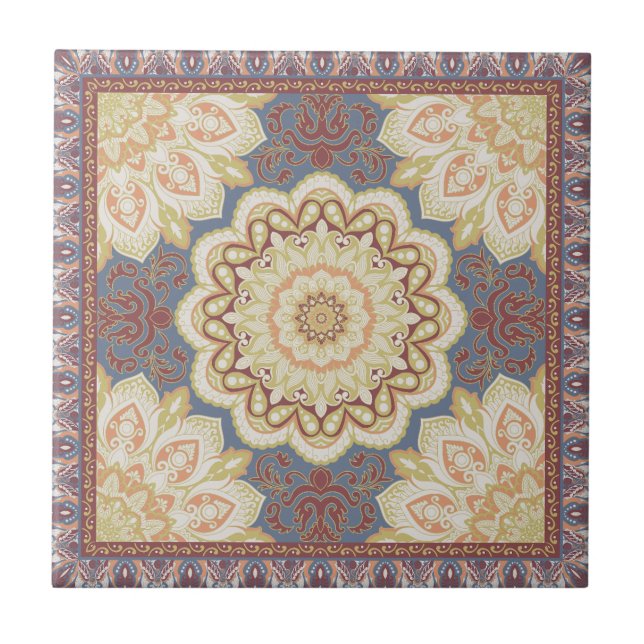 Islamic Pattern Dark Red Tones Ceramic Tile (Front)