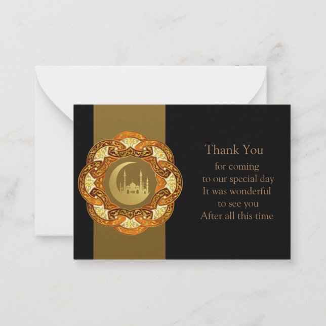 Islamic Pattern Mosque Thank You Card (Front)
