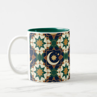 Islamic Ramadan Crescent Moon Geometric Seamless Two-Tone Coffee Mug