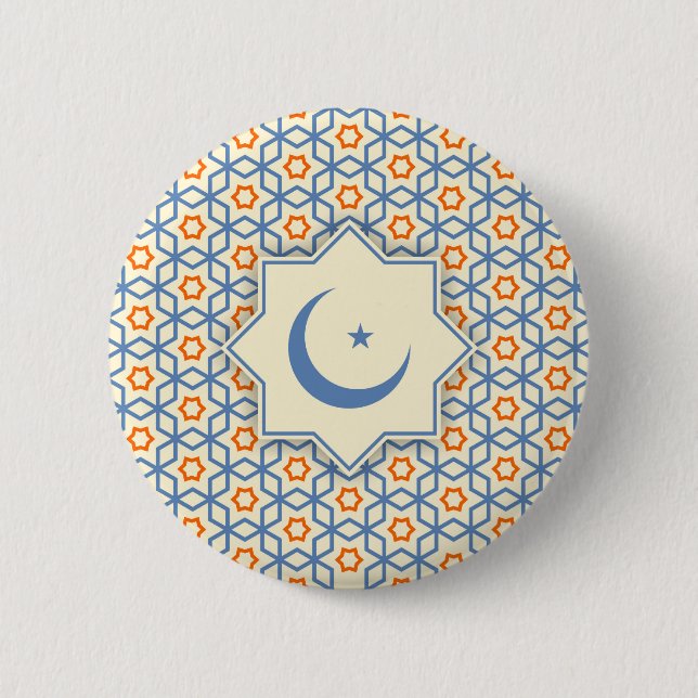 islamic religious geometric decoration pattern abs 6 cm round badge (Front)