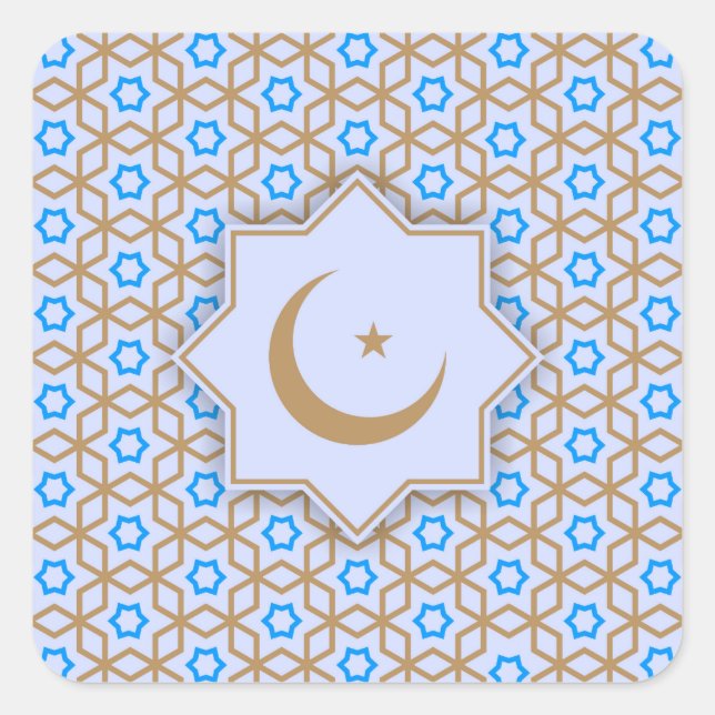 islamic religious geometric decoration pattern bac square sticker (Front)