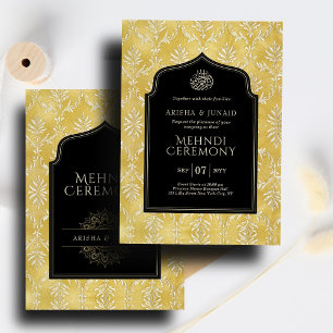 Islamic Royal Golden Damask Muslim Mehndi Ceremony Invitation