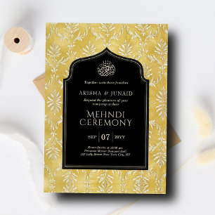 Islamic Royal Golden Damask Muslim Mehndi Ceremony Invitation