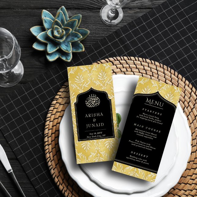 Islamic Royal Golden Damask Muslim Wedding  Menu (Creator Uploaded)