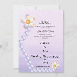 Islamic Save the Date Card ridescent Glass Flow