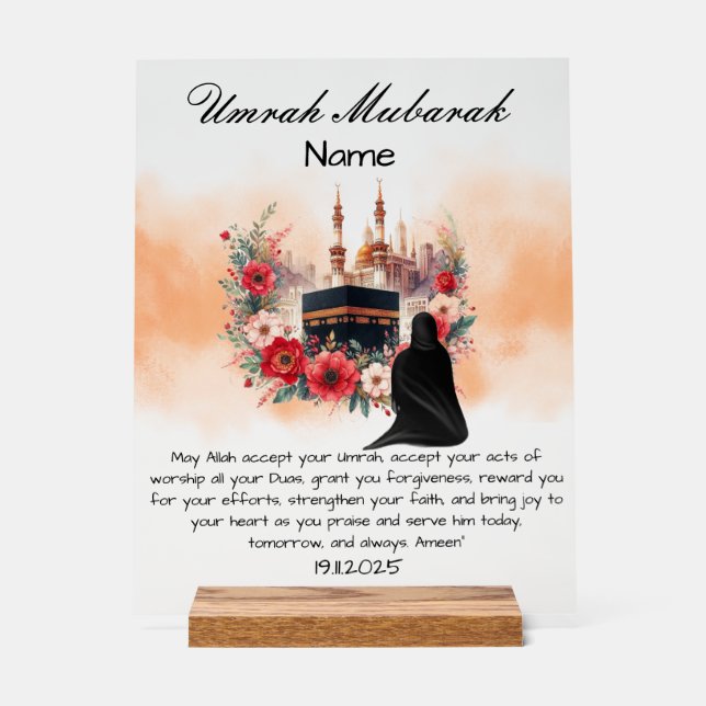 Islamic Umrah Mubarak  Acrylic Sign (Front)