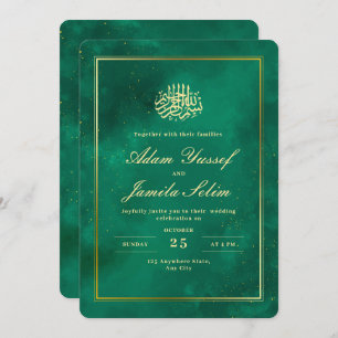 Islamic Wedding Invitation, Emerald Green Wedding  Invitation